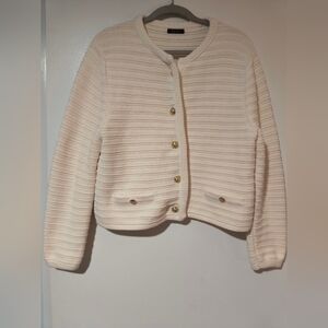 Massimo Dutti Textured Cardigan with Gold Buttons Sz L